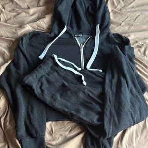 Fashion Nova Dark Gray Track Pants & Hoodie Set